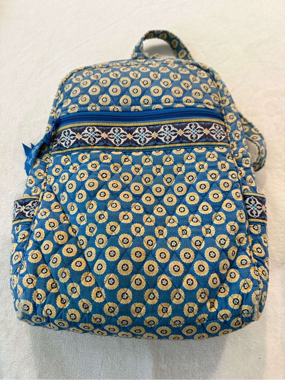 Vera Bradley Riviera Floral Blue and Yellow Backpack Purse
